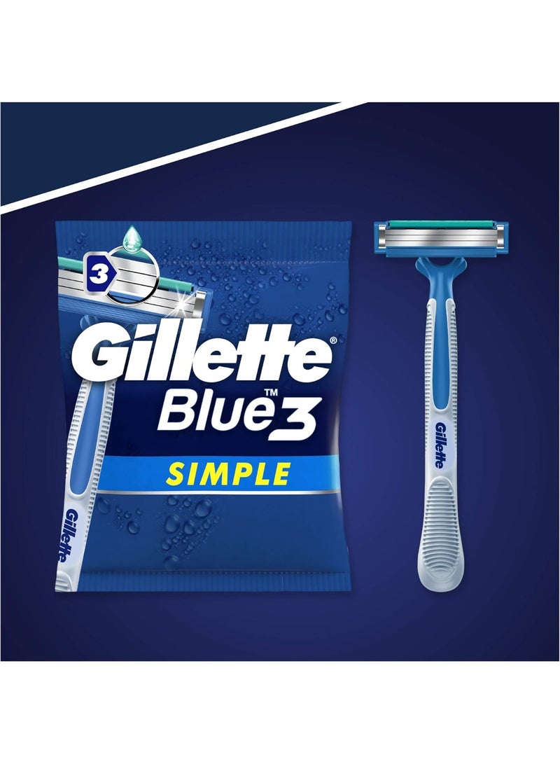 Gillette Blue Simple 3 Men’s Disposable Razors, 10 Piece - Image 2